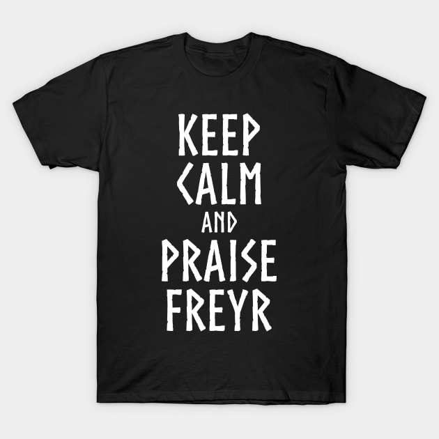 Viking & Norse Mythology Keep Calm And Praise Freyr Goddess T-Shirt by Styr Designs